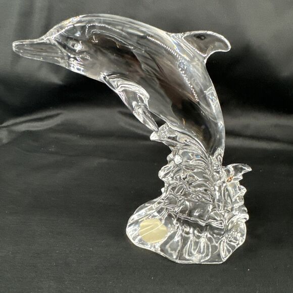 Dolphin Sculpture Wonders of the Wild in Waves Germany 24% Lead Cristal Au Plomb - Picture 5 of 9